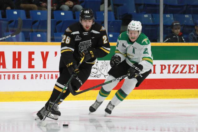 Cape Breton Eagles forward Egor Sokolov (left)