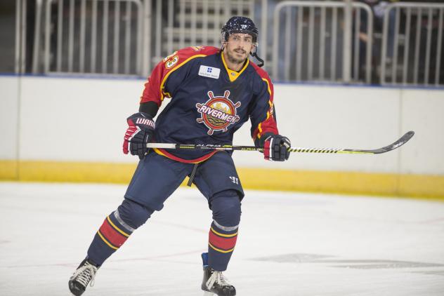 Defenseman Kyle Thacker with the Peoria Rivermen