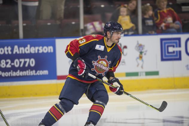 Defenseman Kyle Thacker with the Peoria Rivermen