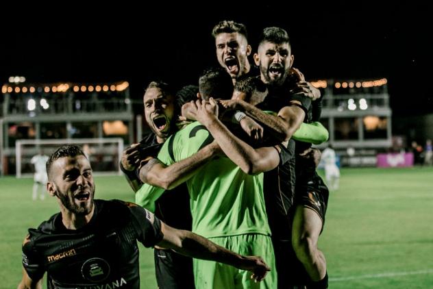 Phoenix Rising celebrate a playoff win