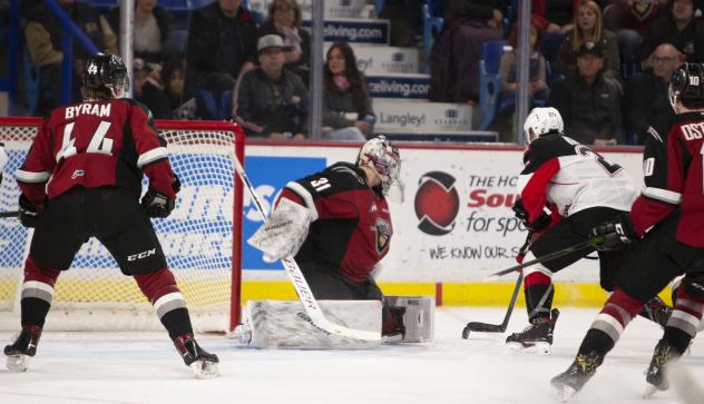 Vancouver Giants goaltender Trent Miner vs. the Prince George Cougars