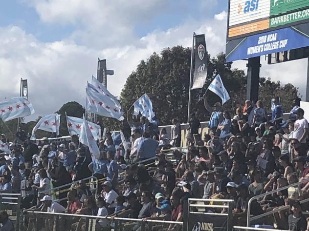 Chicago Red Stars fans cheer on their team at the NWSL Championship Game