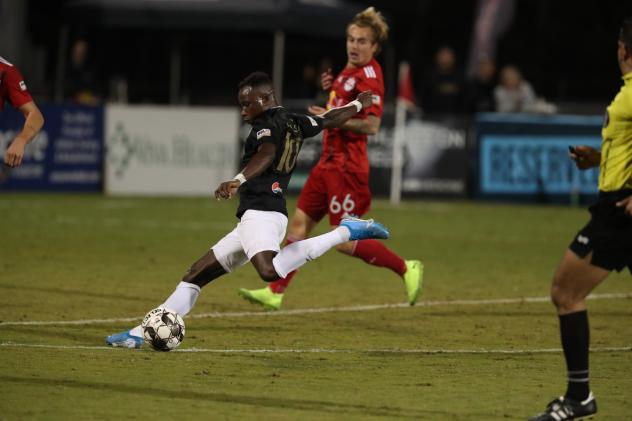 Prosper Kasim of Birmingham Legion FC strikes