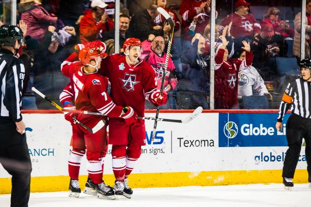 Alex Guptill and the Allen Americans celebrate a goal