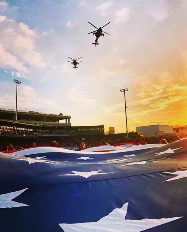 Flyover on opening night for the Fayetteville Woodpeckers