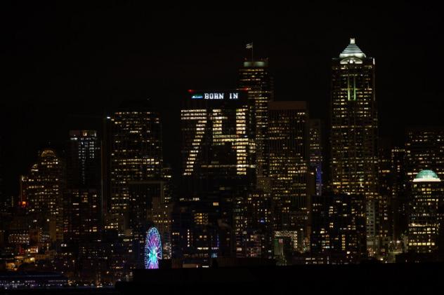 Russell Investments Center features a special Seattle Sounders FC-themed lighting