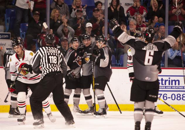 Vancouver Giants celebrate against the Portland Winterhawks