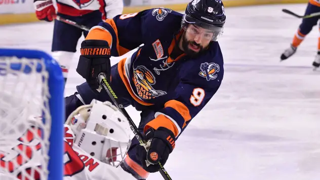 Greenville Swamp Rabbits forward Mason Baptista takes a shot