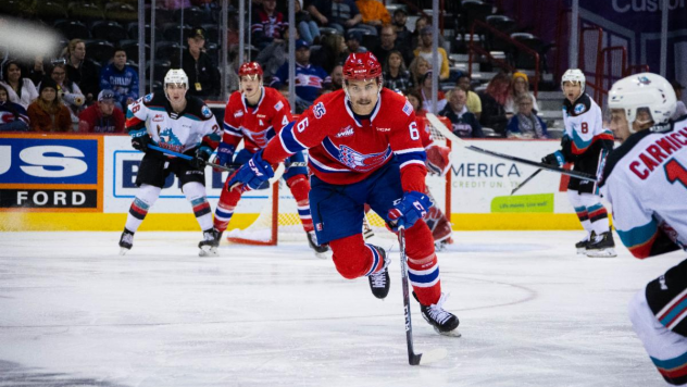 Spokane Chiefs right wing Baron Thompson vs. the Kamloops Blazers