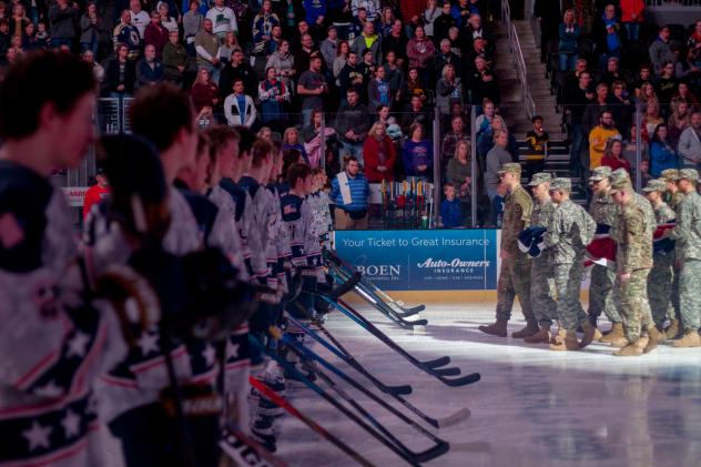 Sioux Falls Stampede lineup during Military Appreciation Night