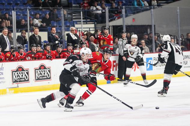 Vancouver Giants centre Tristen Nielsen against the Portland Winterhawks