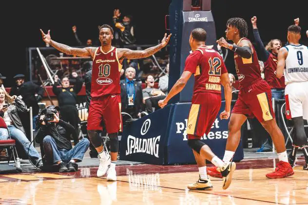 Sheldon Mac reacts after his game-winning basket for the Canton Charge