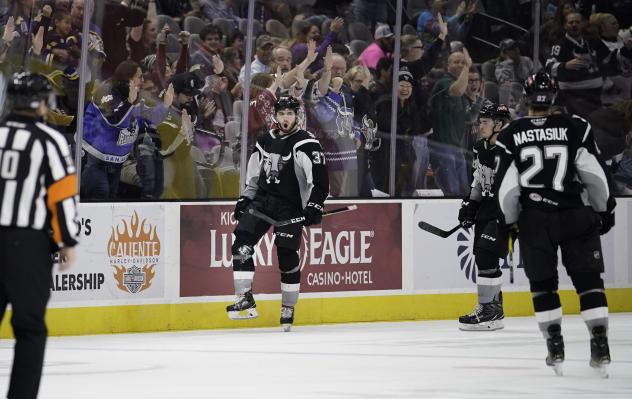 Jake Walman of the San Antonio Rampage after his goal against the Rockford IceHogs