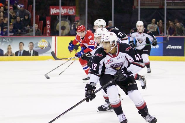 Justin Sourdif of the Vancouver Giants vs. the Spokane Chiefs
