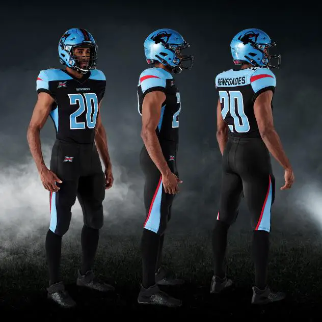 Dallas Renegades black and blue uniform