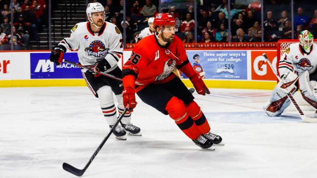 Eric Tangradi of the Grand Rapids Griffins vs. the Rockford IceHogs