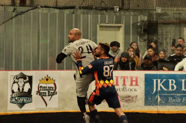 Alex Caceres of the Tacoma Stars (right) vs. Ivan Campos of the Turlock Cal Express