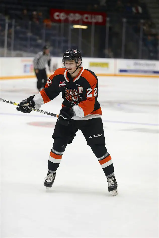 Forward Tyler Preziuso with the Medicine Hat Tigers