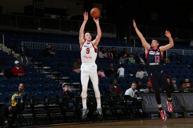 Dylan Windler of the Canton Charge shoots against the Capital City Go-Go