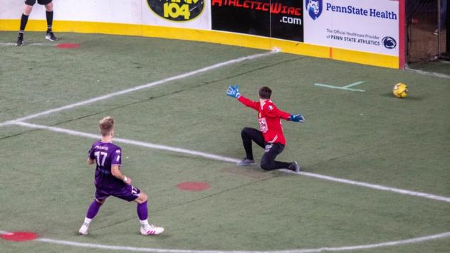 Dominic Francis of the Harrisburg Heat scores against the Rochester Lancers