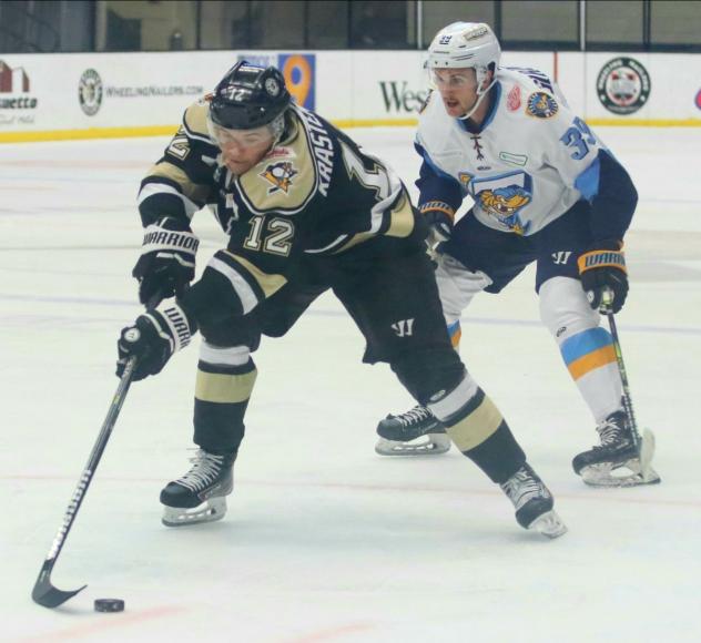 Wheeling Nailers forward Renars Krastenbergs vs. the Toledo Walleye