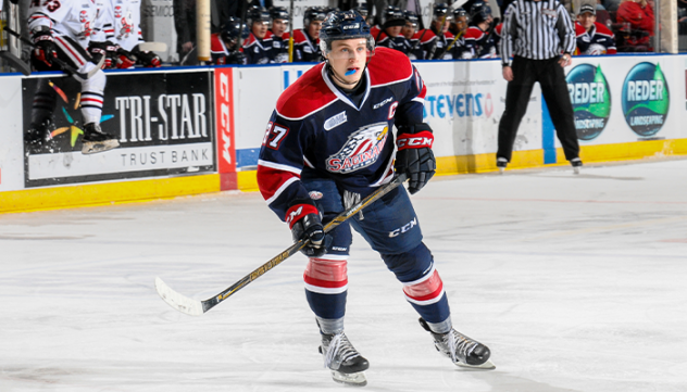 Mitchell Stephens with the Saginaw Spirit