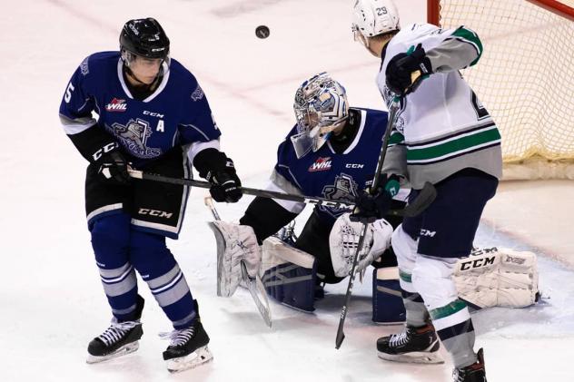 Victoria Royals goaltender Shane Farkas vs. the Seattle Thunderbirds