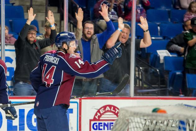 Austin Poganski with the Tulsa Oilers