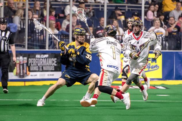 Matt Dunn of the Georgia Swarm looks to pass against the Philadelphia Wings