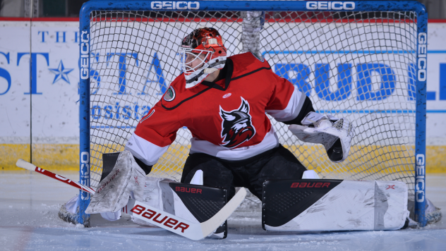 Goaltender Evan Cormier with the Adirondack Thunder