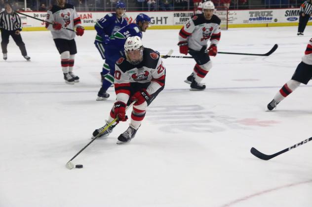 Binghamton Devils right wing Chris Conner vs. the Utica Comets