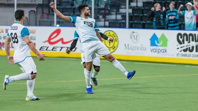 St. Louis Ambush forward JT Thomas celebrates a goal