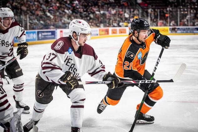 Lehigh Valley Phantoms forward Gerry Fitzgerald vs. the Hershey Bears