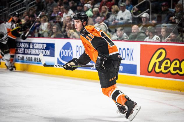 Lehigh Valley Phantoms center Steven Swavely vs. the Hershey Bears