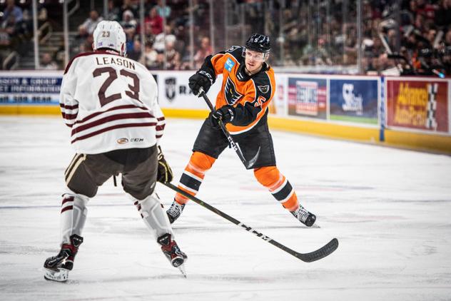 Lehigh Valley Phantoms defenseman Tyler Wotherspoon vs. the Hershey Bears