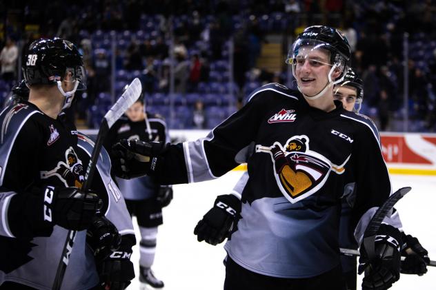Vancouver Giants centre Evan Patrician celebrates vs. the Victoria Royals