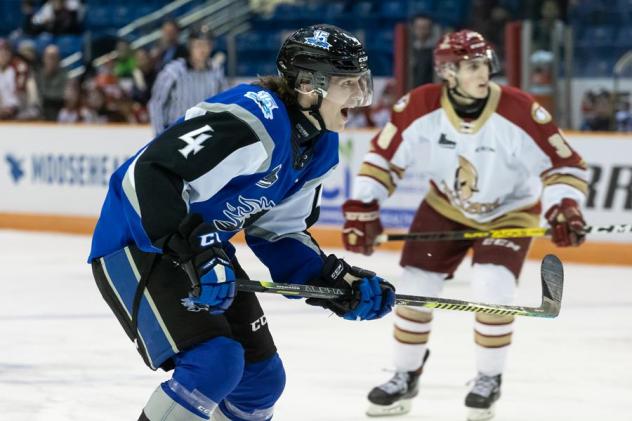 Saint John Sea Dogs left wing Matt Gould vs. the Acadie-Bathurst Titan