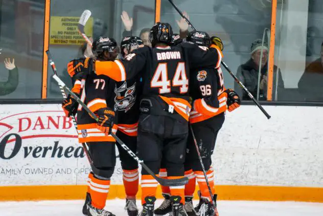 Danbury Hat Tricks celebrate a goal