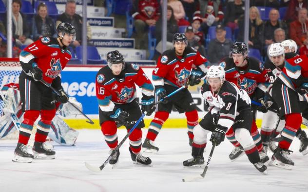 Kelowna Rockets battle the Vancouver Giants