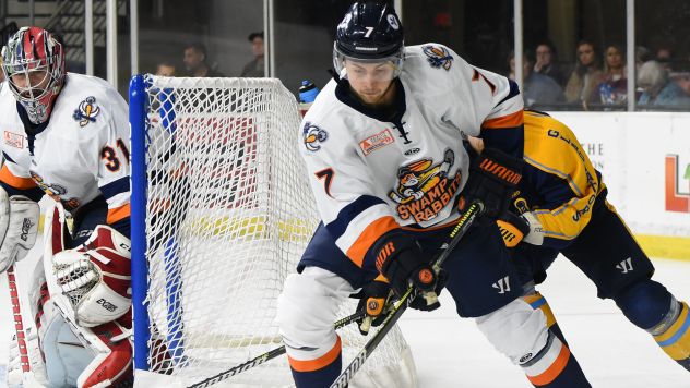 Greenville Swamp Rabbits defenseman Adam Larkin against the Atlanta Gladiators