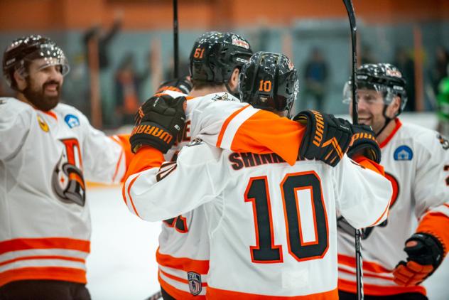 Danbury Hat Tricks celebrate a goal