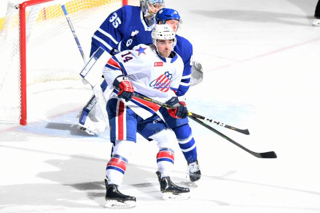 Forward Pascal Aquin with the Rochester Americans