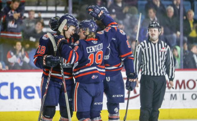 Kamloops Blazers celebrate a goal