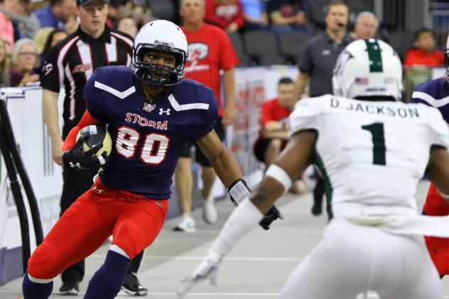 Sioux Falls Storm wide receiver Brandon Sheperd vs. the Green Bay Blizzard