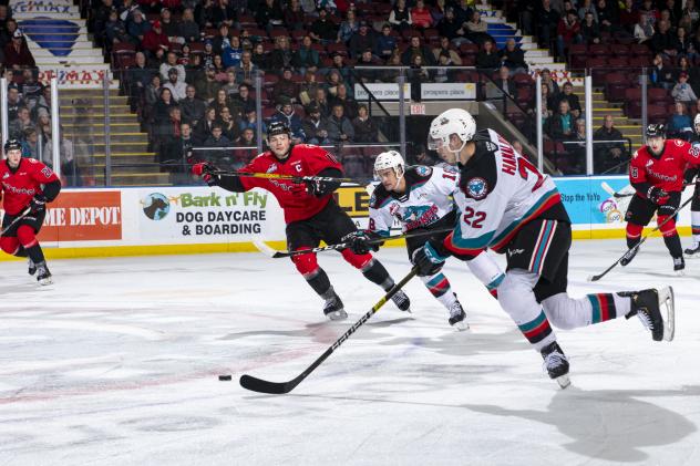 Kelowna Rockets left wing Dillon Hamaliuk vs. the Prince George Cougars
