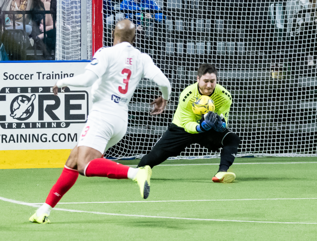 Kansas City Comets defender Ray Lee (left) vs. the St. Louis Ambush