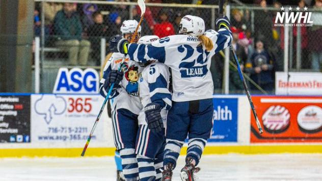 Metropolitan Riveters celebrate a goal