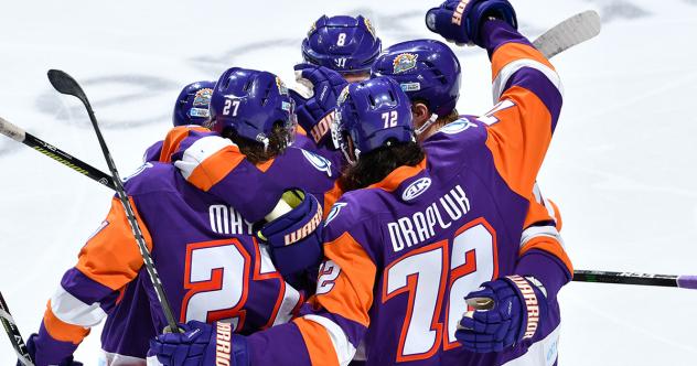 Orlando Solar Bears celebrate following a goal
