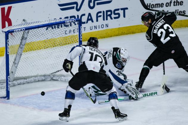 Utah Grizzlies Forward Tim McGauley (right)