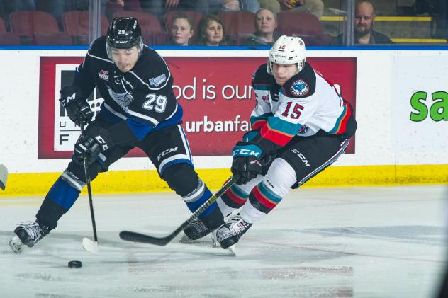 Kelowna Rockets right wing Dallon Wilton vs. the Victoria Royals